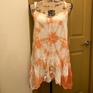 Altar’d state tie dye tank top shirt medium 8 10 cute summer chic beaded tassels